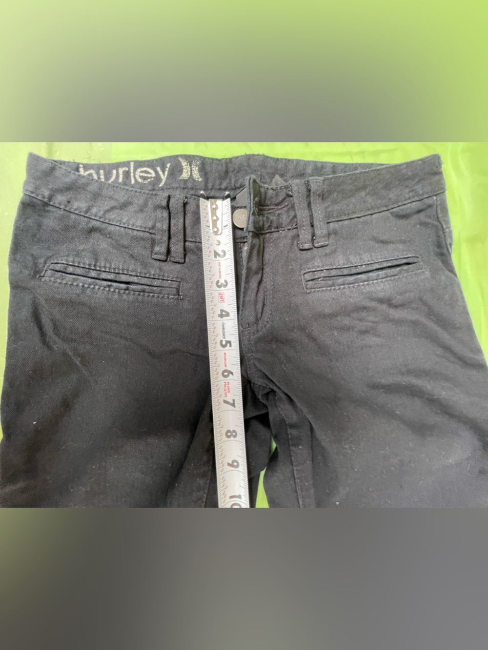 LOW RISE BOOT CUT HURLEY BLACK JEANS Y2K VINTAGE SIZE 0 JUNIORS - Picture 9 of 12